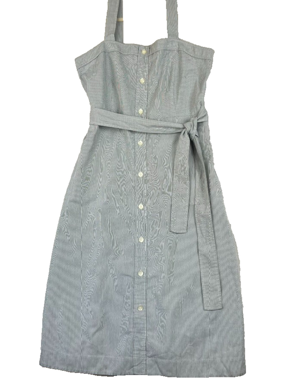 Everlane Midi Belted Sundress Size 16 Cotton Blue & White Pinstripe Picnic Dress